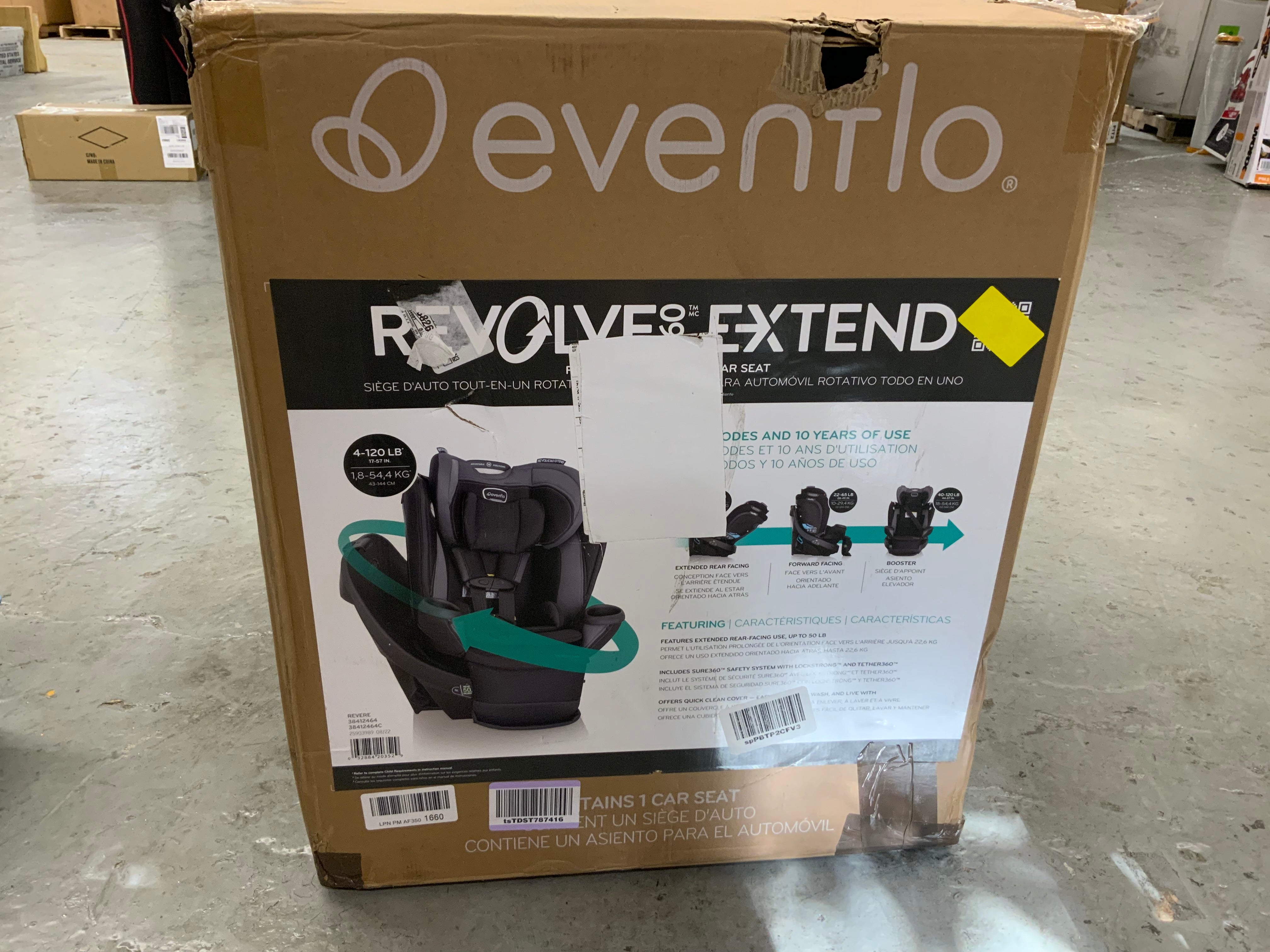 Evenflo Revolve360 Extend All-in-One Rotational Car Seat (Revere Gray) **08/32** (8092098167022)